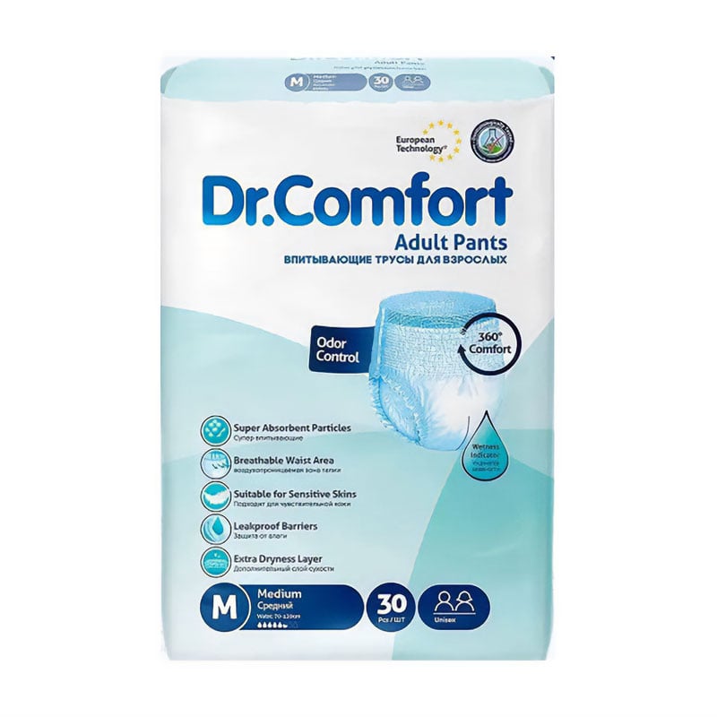 Підгузки-труси для дорослих Dr.Comfort розмір M (70-120 см), 30 шт
